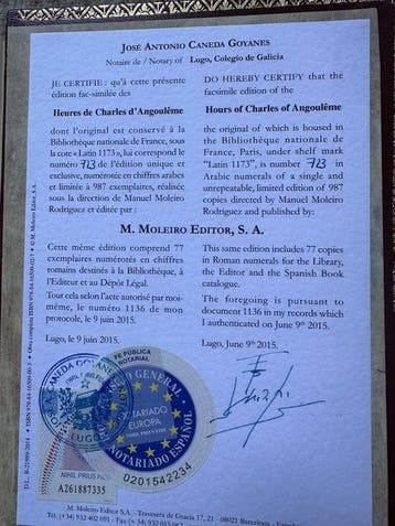 Frankrijk - Rhône; Fac simile - Livre d’heures de Charles