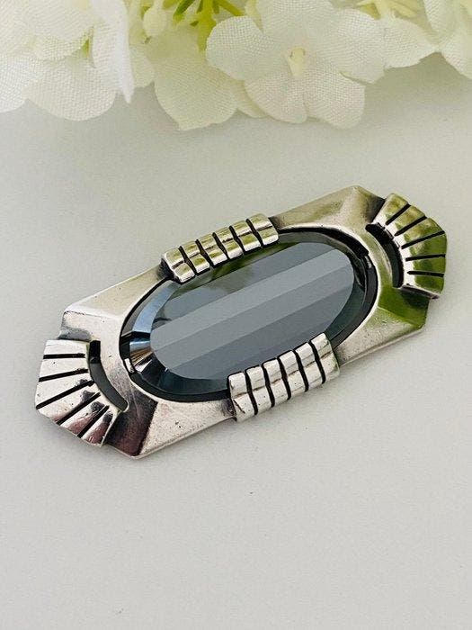 Zilver, Art Deco - Frankrijk - Hematiet - (1930-1940) -, Antiquités & Art, Art | Objets design