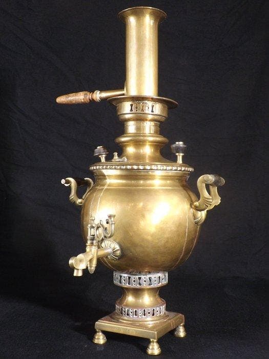 Samovar - Messing - Grote koperen samovar 1896 - Hoogte: 57, Antiek en Kunst, Antiek | Overige Antiek