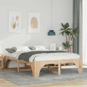 vidaXL Bedframe Bruin 150 x 200 cm Massief grenenhout, Verzenden, Nieuw