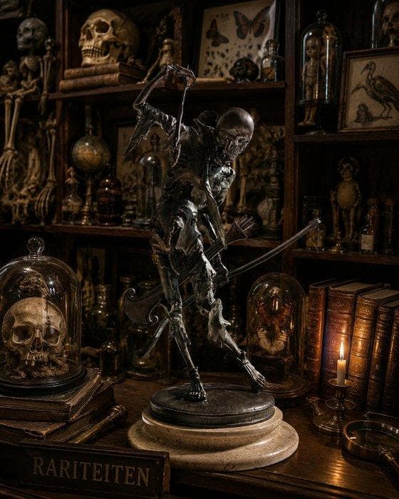 naar h leinberger - Sculpture, memento mori - 37 cm - bronze, Antiquités & Art, Art | Objets design