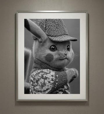 Aiana Roz - Noir Pikachu - Fine Art Print, Limited Edition, Nieuw