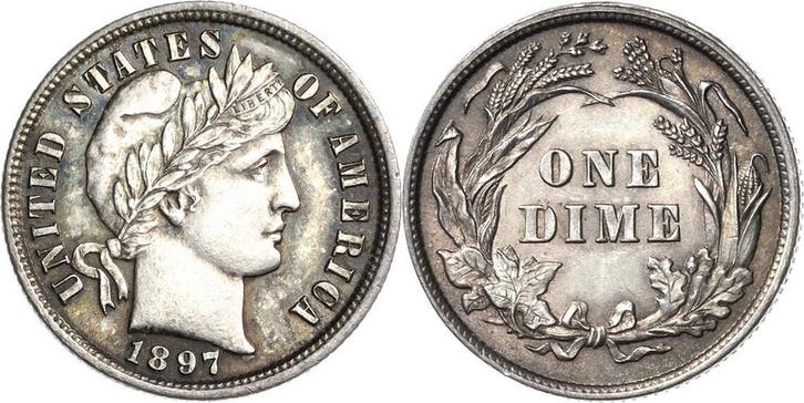 Dime (10 Cent) 1897, Vereinigte Staaten von Amerika, Postzegels en Munten, Munten | Amerika, Verzenden