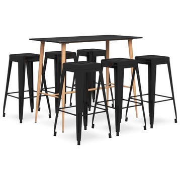vidaXL 7-delige Barset zwart, Huis en Inrichting, Complete eetkamers, Verzenden, Nieuw