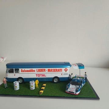 Artigianale - Diorama Ligier JS2 #5 Le Mans 1975 con Saviem, Hobby en Vrije tijd, Nieuw