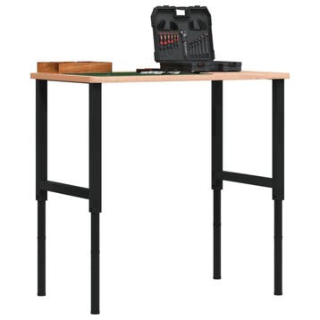 vidaXL Werkbank rechthoekig 100x60x(71,5-98) cm massief, Doe-het-zelf en Bouw, Verzenden, Nieuw