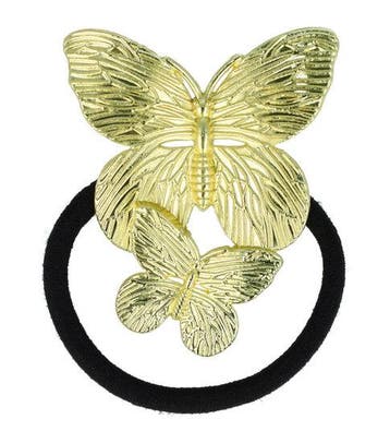 Haarelastiek – Vlinder 5cm – Metaalaccent – Goud Zwart, Nieuw