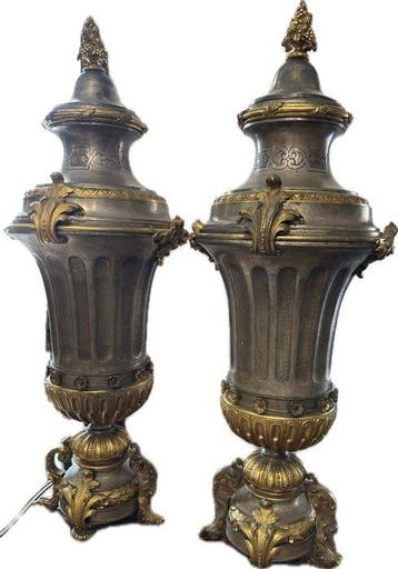 Vase (2) - Bronze argenté, Bronze doré