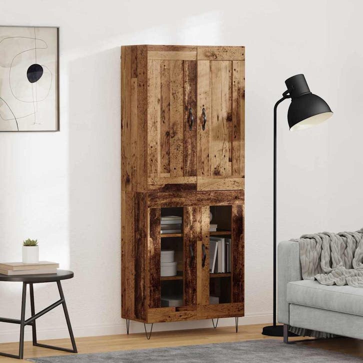 vidaXL Highboard Oud Hout 69,5 x 34 x 180 cm Bewerkt hout, Maison & Meubles, Armoires | Dressoirs, Envoi