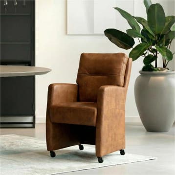 Set van 8 Leren eetkamerstoelen Sharp - Kenia Brown (bruin), Ophalen of Verzenden
