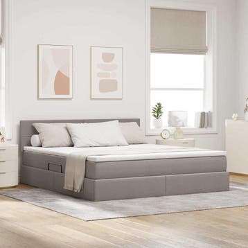 vidaXL Opbergbed met matras met matras Taupe 180 x 200 cm, Verzenden