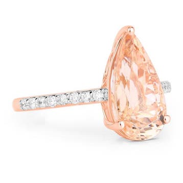 Ring - 14 karaat Roségoud - 3.38ct. tw. Morganiet - Diamant