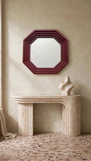 Miroir mural - Bois - Miroir octogonal en bois massif