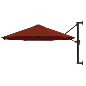 vidaXL Wandparasol met metalen paal 300 cm terracottakleurig, Verzenden
