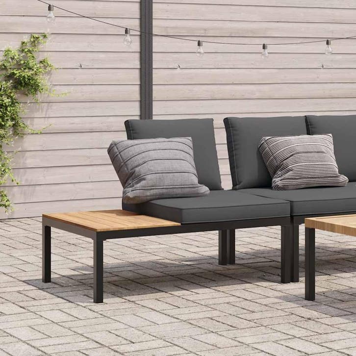 vidaXL Tuinbank met kussens aluminium zwart, Tuin en Terras, Tuinsets en Loungesets, Nieuw, Verzenden