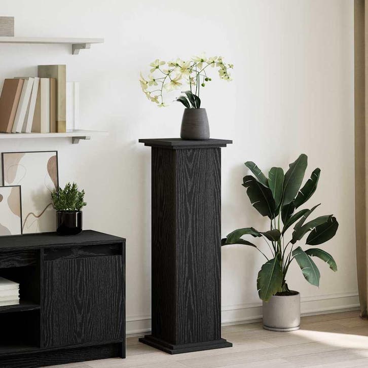 vidaXL Displaystand met plank Zwart Eiken 31 x 30 x 90 cm, Jardin & Terrasse, Bacs à fleurs & Jardinières, Envoi