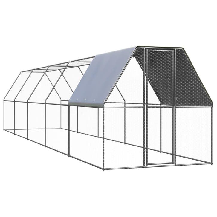 vidaXL Kippenhok 2x10x2 m gegalvaniseerd staal, Animaux & Accessoires, Rongeurs & Lapins | Cages & Clapiers, Envoi