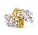 Bague - 18 carats Or blanc - 2.10ct. tw. Jaune Diamant