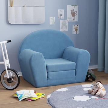 vidaXL Kinderslaapbank zacht pluche blauw, Verzenden, Nieuw