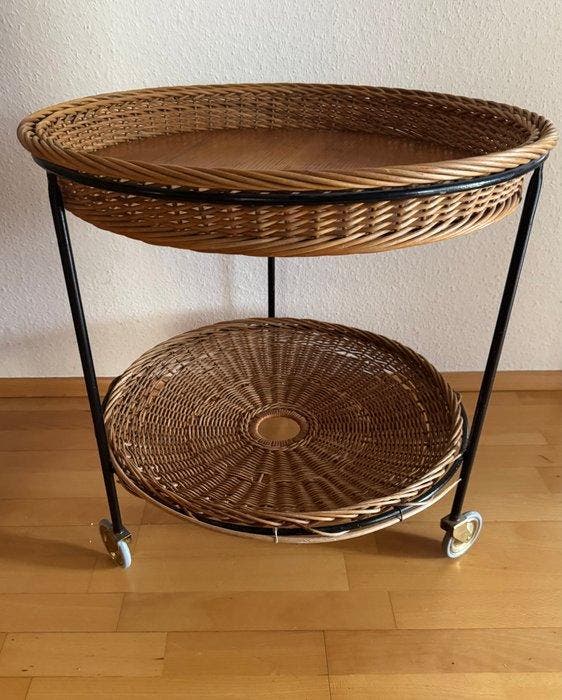 Chariot de service - Rotin, Antiquités & Art, Art | Objets design