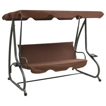 vidaXL Schommelbank voor buiten met luifel koffiekleurig, Tuin en Terras, Verzenden, Nieuw