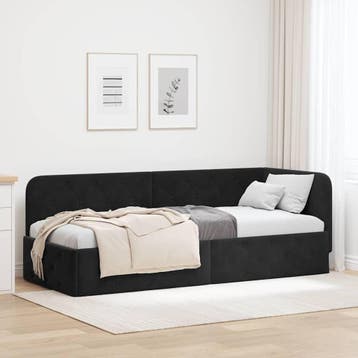 vidaXL Hoek Bed Frame Zwart 80 x 200 cm Fluweel, Verzenden