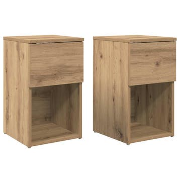 vidaXL Bedkast 2 st Artisanaal eiken 29 x 31,5 x 49 cm, Verzenden, Nieuw
