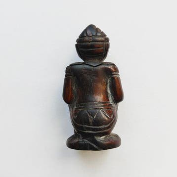 Oud-Indochinese, Siamesen Hout Zittend Monster Godheid Beeld, Antiek en Kunst