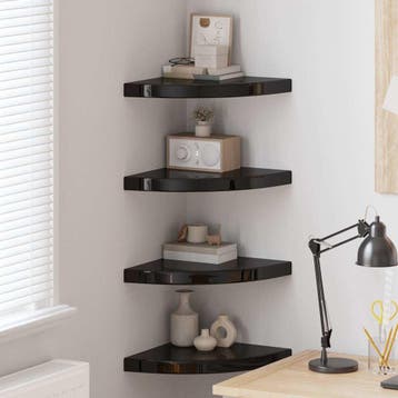 vidaXL Hoekschappen zwevend 4 st 35x35x3,8 cm MDF hoogglans, Verzenden, Nieuw
