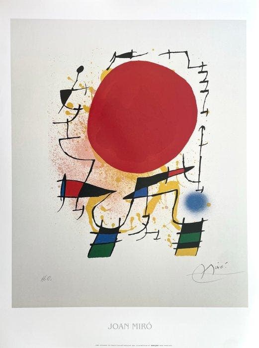 Joan Miró (after) - Le Soleil Rouge - Offset Lithography -, Antiquités & Art, Art | Dessins & Photographie