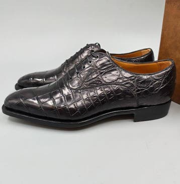 Mauro Volponi-8.5UK-Black Crocodile Oxfords - Veterschoenen, Nieuw