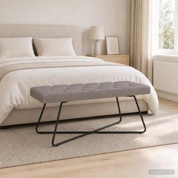vidaXL Bank met knopen tufting Taupe 110 x 40 x 46 cm Stof, Verzenden