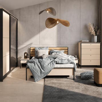 Lenart Enna Complete Slaapkamer Set – Beige / Zwart / Vincen, Huis en Inrichting, Slaapkamer | Bedden, Nieuw