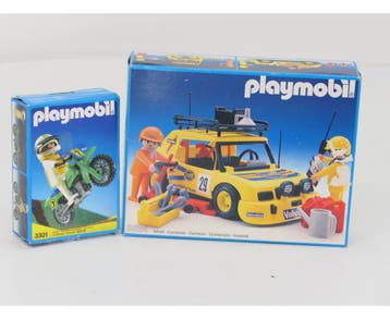 Playmobil 3301 3351 3524 set met motorcrosser, TV studios..., Ophalen of Verzenden, Gebruikt