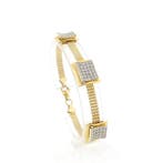 Gouden platte slangenschakel armband met zirconia, Gebruikt, Overige kleuren, Ophalen of Verzenden, Met edelsteen