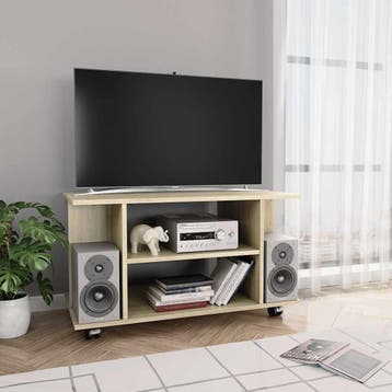 vidaXL Tv-meubel met wieltjes 80x40x45 cm bewerkt hout, Huis en Inrichting, Verzenden, Nieuw