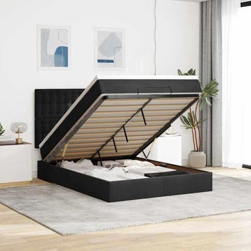 vidaXL Ottoman bed met matrassen 140x190cm fluweel zwart, Verzenden, Nieuw