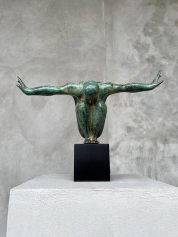sculptuur, NO RESERVE PRICE - Bronze Statue of an Olympic, Antiek en Kunst