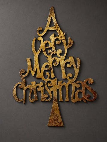 Reliëf, Grote metalen wanddecoratie in kerstboom vorm– “A