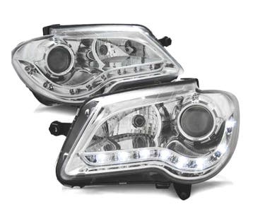 PHARES POUR VOLKSWAGEN VW TOURAN 06-10 FEUX DIURNES FOND CHR, Verzenden