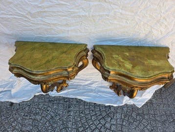 Console (2) - Bois doré - paire de tables dentrée