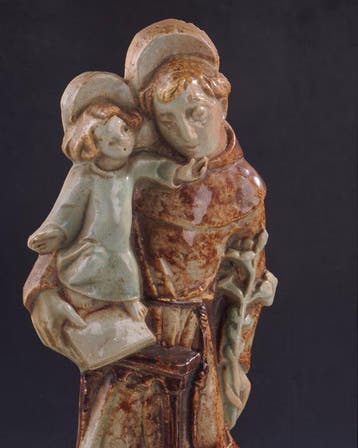 BVO - sculptuur, Heilige Antonius met Kind, celadon,, Antiek en Kunst
