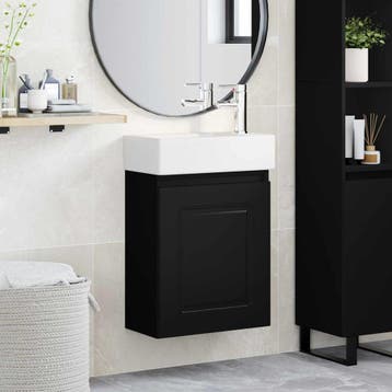 vidaXL Badkamermeubel met kraan Zwart 45,5 x 22,5 x 84 cm, Verzenden, Nieuw