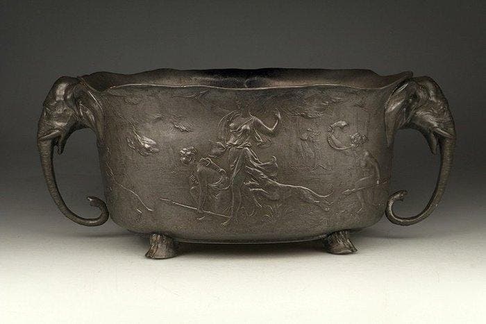 Kayserzinn - Franz Dorrenbach - Koeler - Tin - L. 51 cm, Antiquités & Art, Antiquités | Meubles | Chaises & Canapés