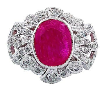 Bague Platine Rubis - Diamant, Bijoux, Sacs & Beauté