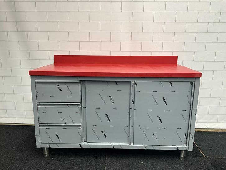 Elfinox Snijtafel met 3 lades en 2 schuifdeuren | 150 CM, Zakelijke goederen, Horeca | Keukenapparatuur, Ophalen of Verzenden