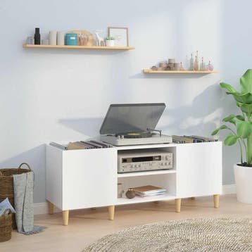 vidaXL Platenkast 121x38x48 cm bewerkt hout hoogglans wit, Verzenden