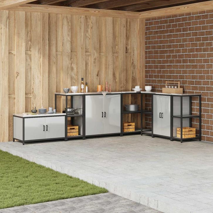 vidaXL Keukenplankeenheid HATTEM Zilverkleurig 40 x 50 x 92, Huis en Inrichting, Kasten | Overige, Nieuw, Verzenden