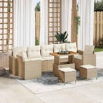 vidaXL Tuinbank Set met kussen 13 pcs Zwart en Crème poly, Verzenden, Nieuw