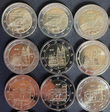 Duitsland. 2 Euro 2015/2024 A, D, F, G, J (25 munten), Postzegels en Munten